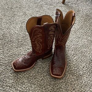 Men’s Tony Lama brown Ostrich leather boots